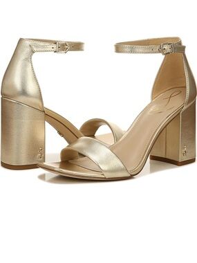 Sam Edelman Metallic Gold Block Heel Sandals